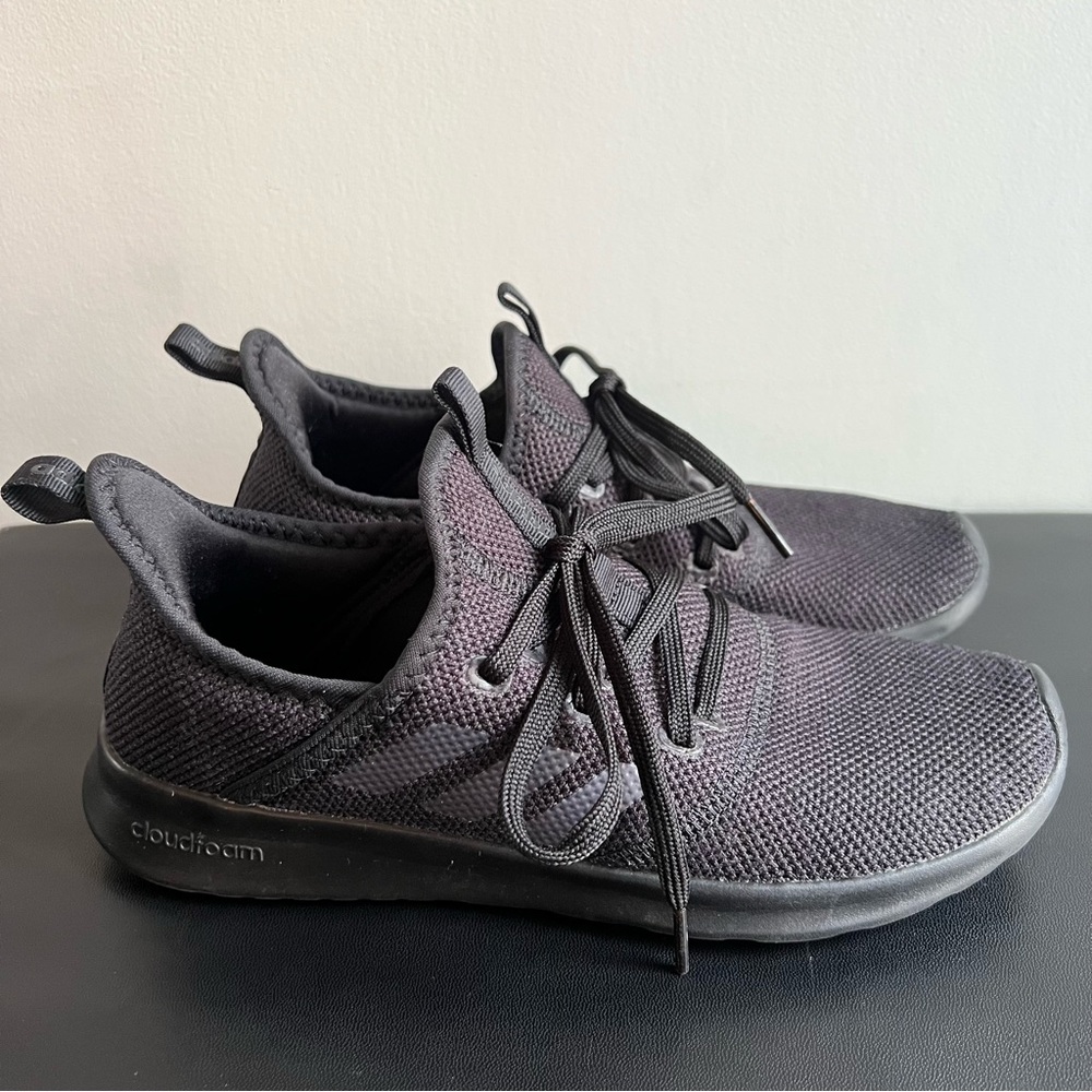 Adidas Black Knit Sneakers with Pink Stripe Accent - Picture 4 of 8